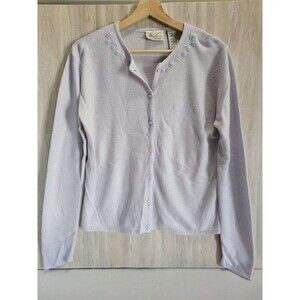 Kathie Lee Collection Lilac Cardigan Size Small Floral Embroidered Sweater